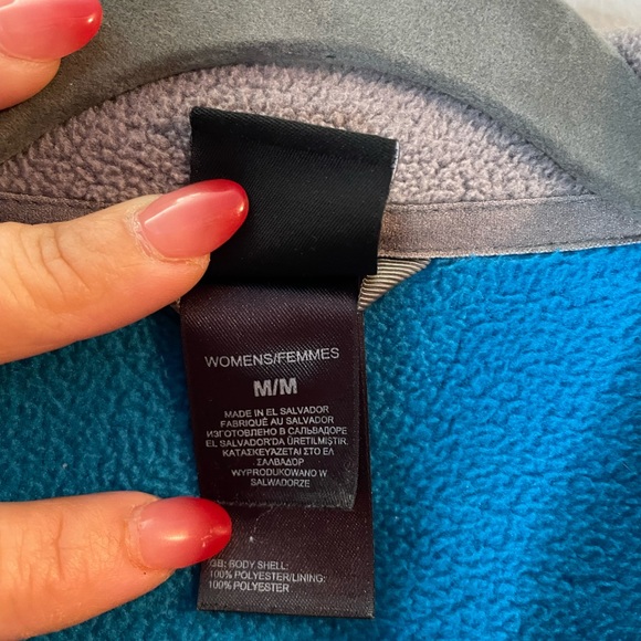 The North Face Full Zip Fleece Jacket Gray Teal Blue Women Medium #61661 - Picture 4 of 10